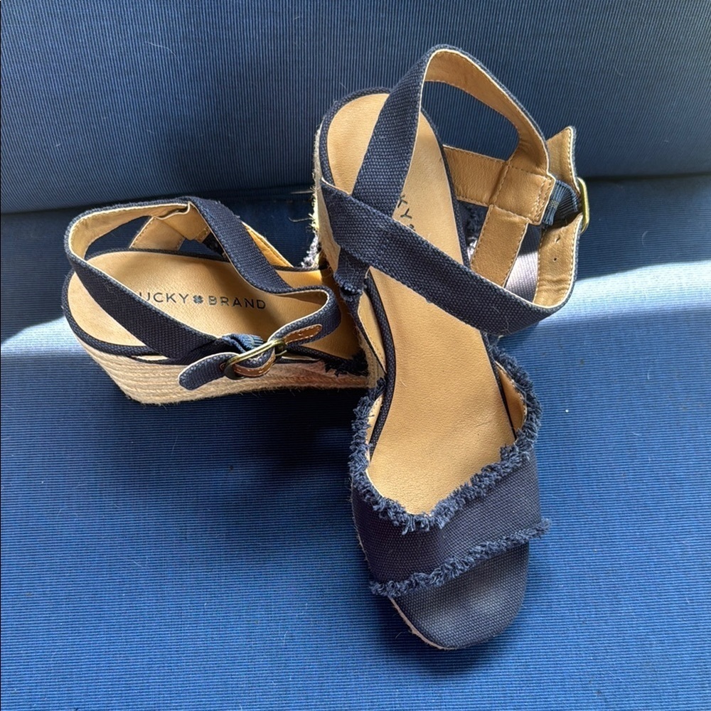 Lucky Brand Black Espadrille Shoes with Cross-Strap Design